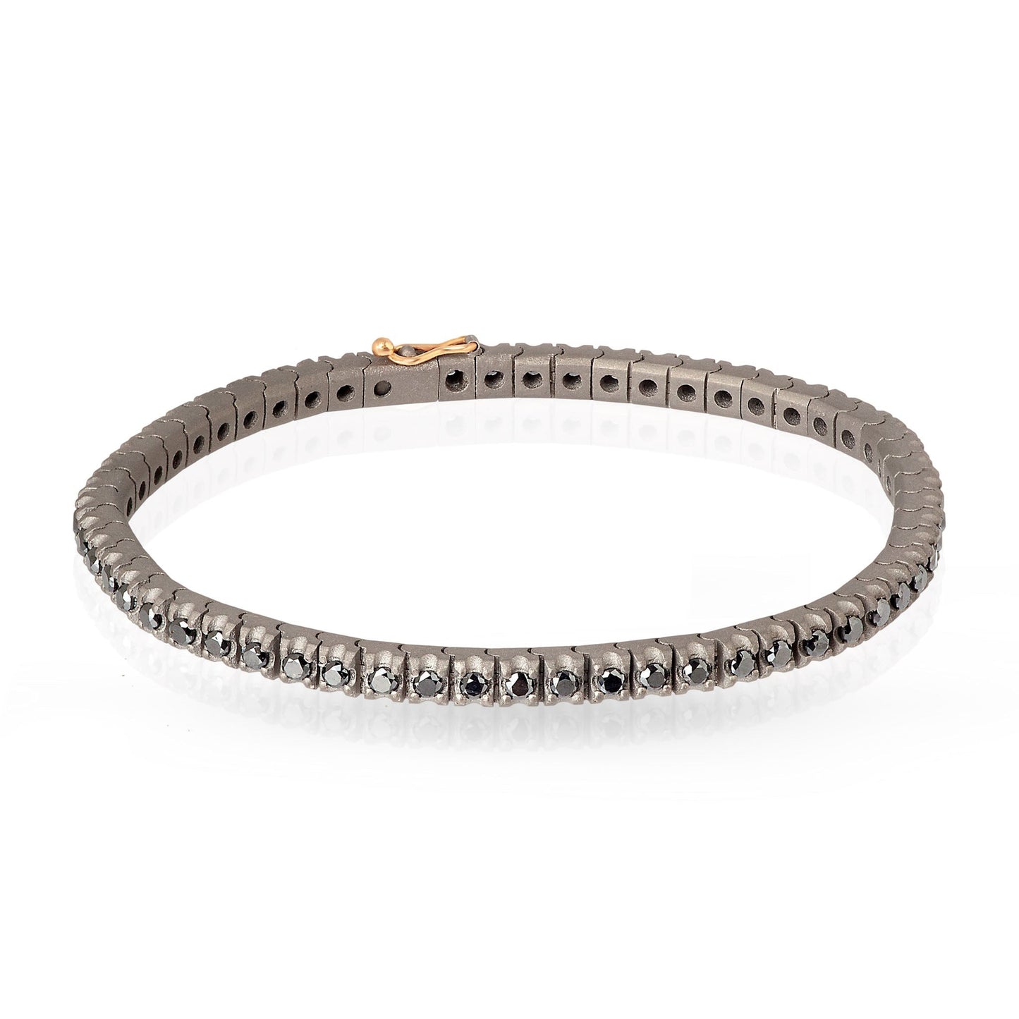 Mano J BRACCIALE TENNIS CLASSICO IN TITANIO, ORO ROSSO 18 KT E DIAMANTI BLACK