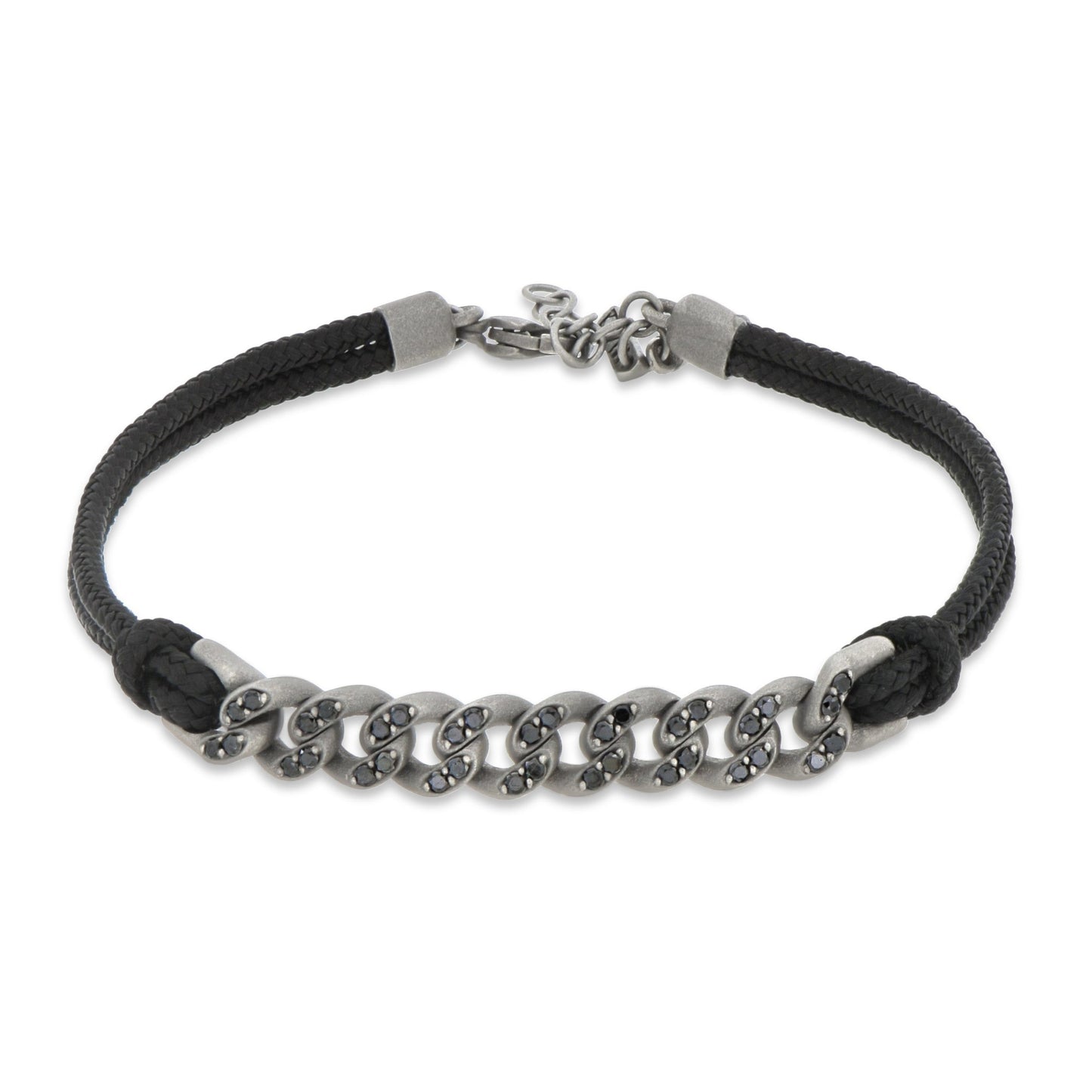 Mano J BRACCIALE GROUMETTE NAUTICA IN TITANIO CON DIAMANTI BLACK E LACCIO
