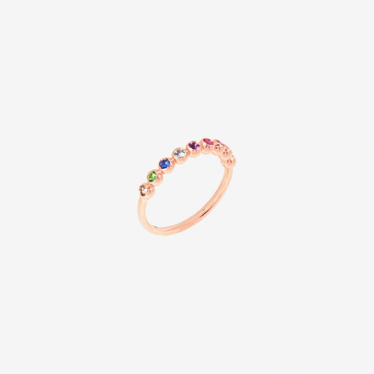 DODO anello bollicine oro rosa & pietre colorate misura 11