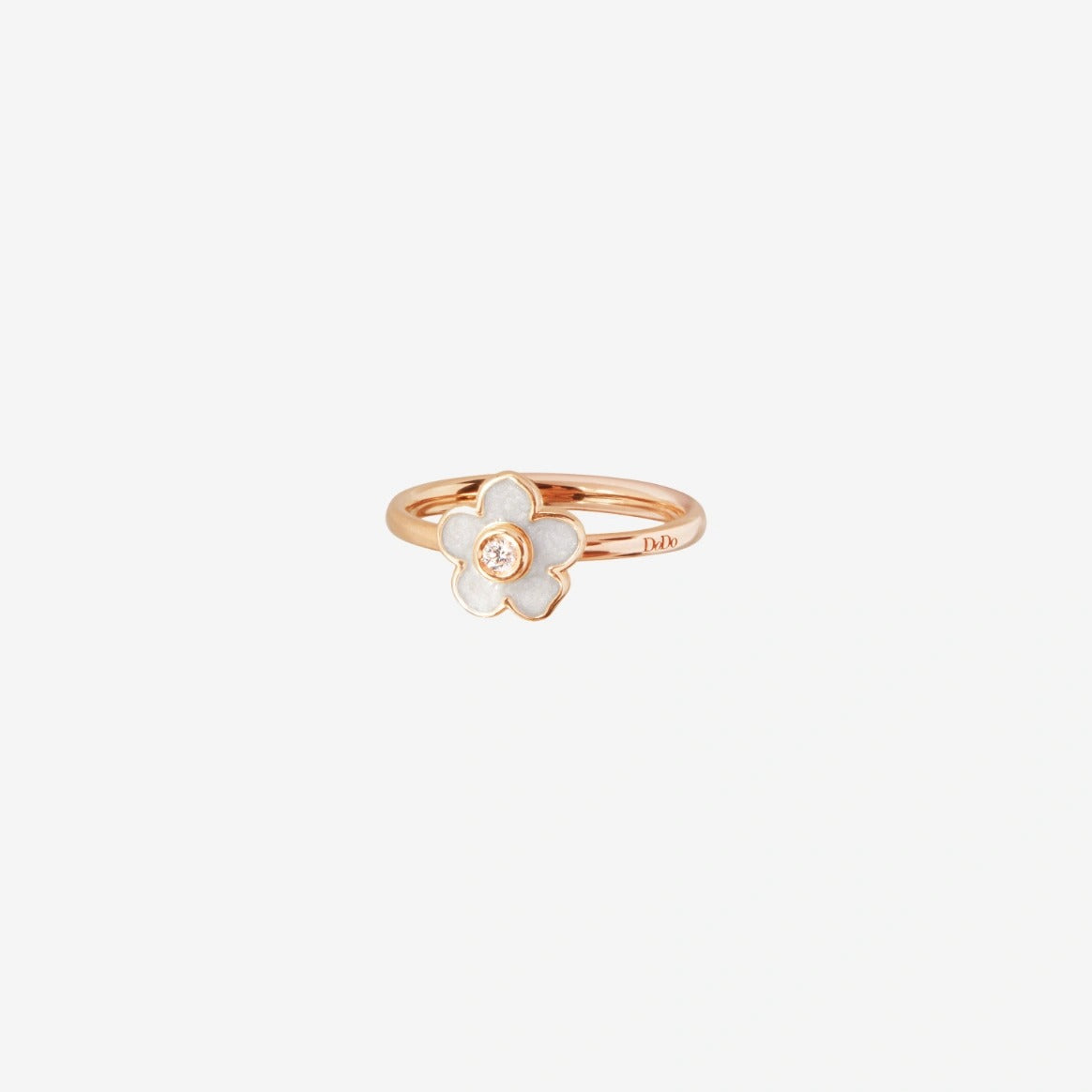 DODO anello fiore oro rosa, smalto & diamante mis.13