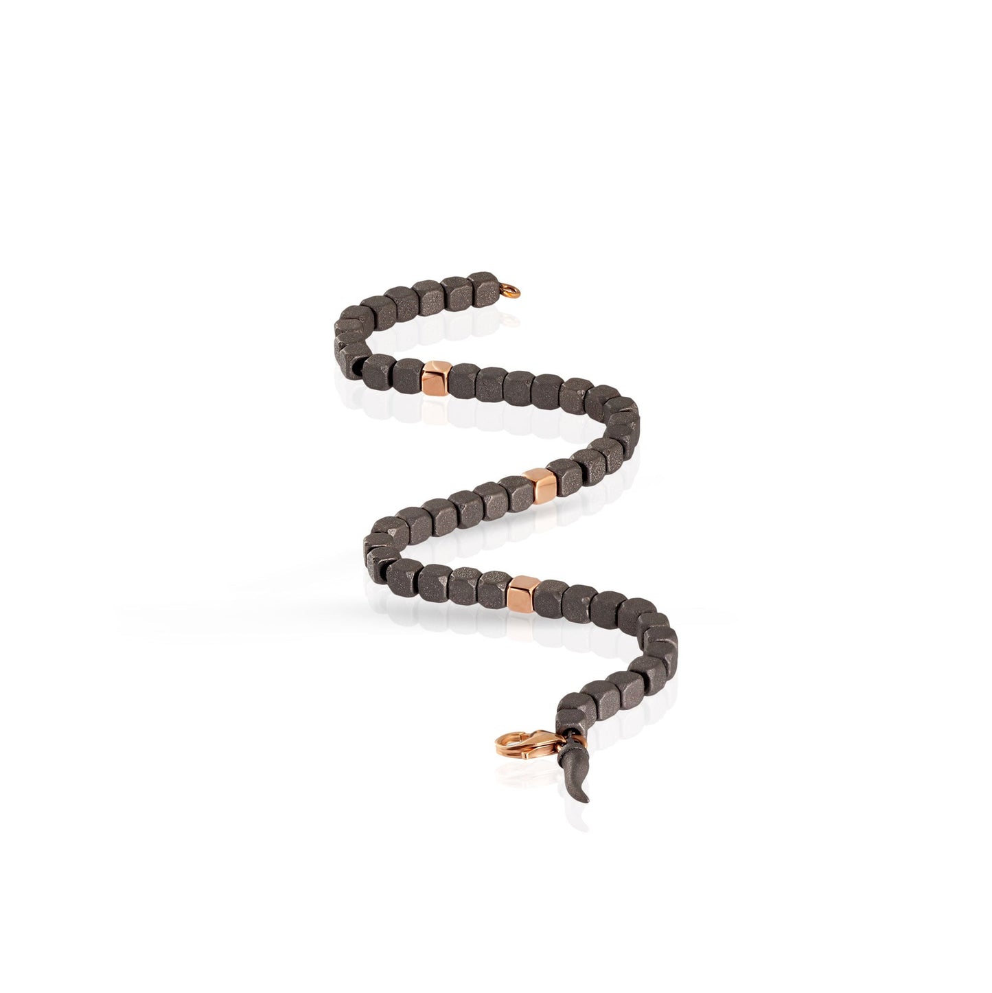 Mano J BRACCIALE CUBI IN TITANIO E IN ORO ROSSO 9K