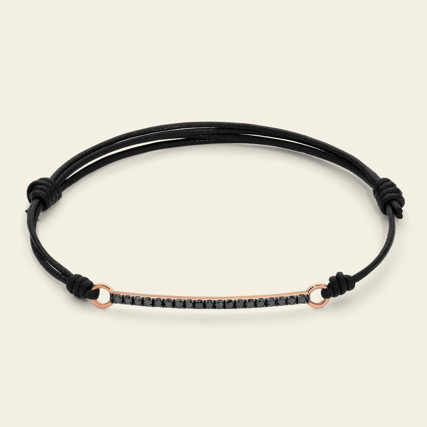 Marco Gerbella Bracciale cordino con barretta e diamanti neri