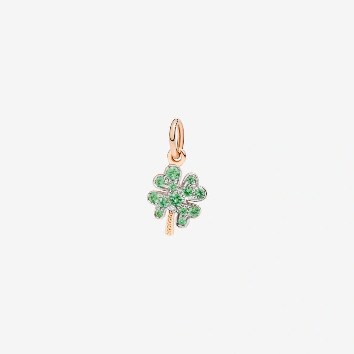 DODO Charm quadrifoglio oro rosa & tsavoriti