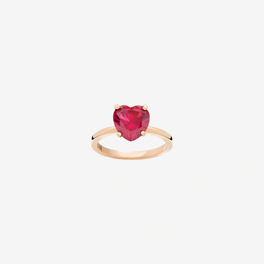 DODO anello Cuore Rubino Sintetico oro rosa misura 10