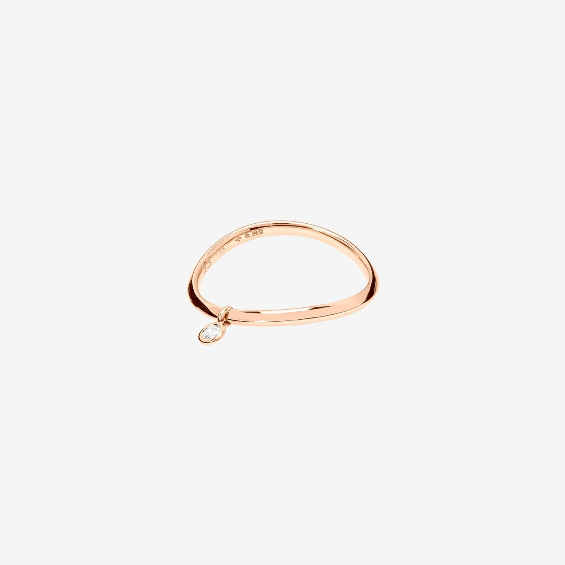 DODO Anello wave essentials in oro rosa 9K con 1 diamante bianco misura 12