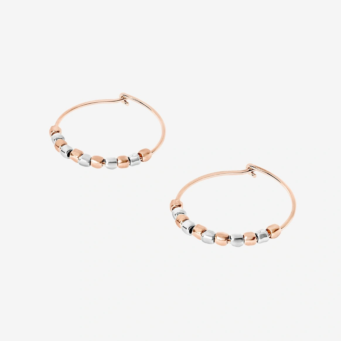 Dodo coppia orecchini mini granelli argento & oro rosa