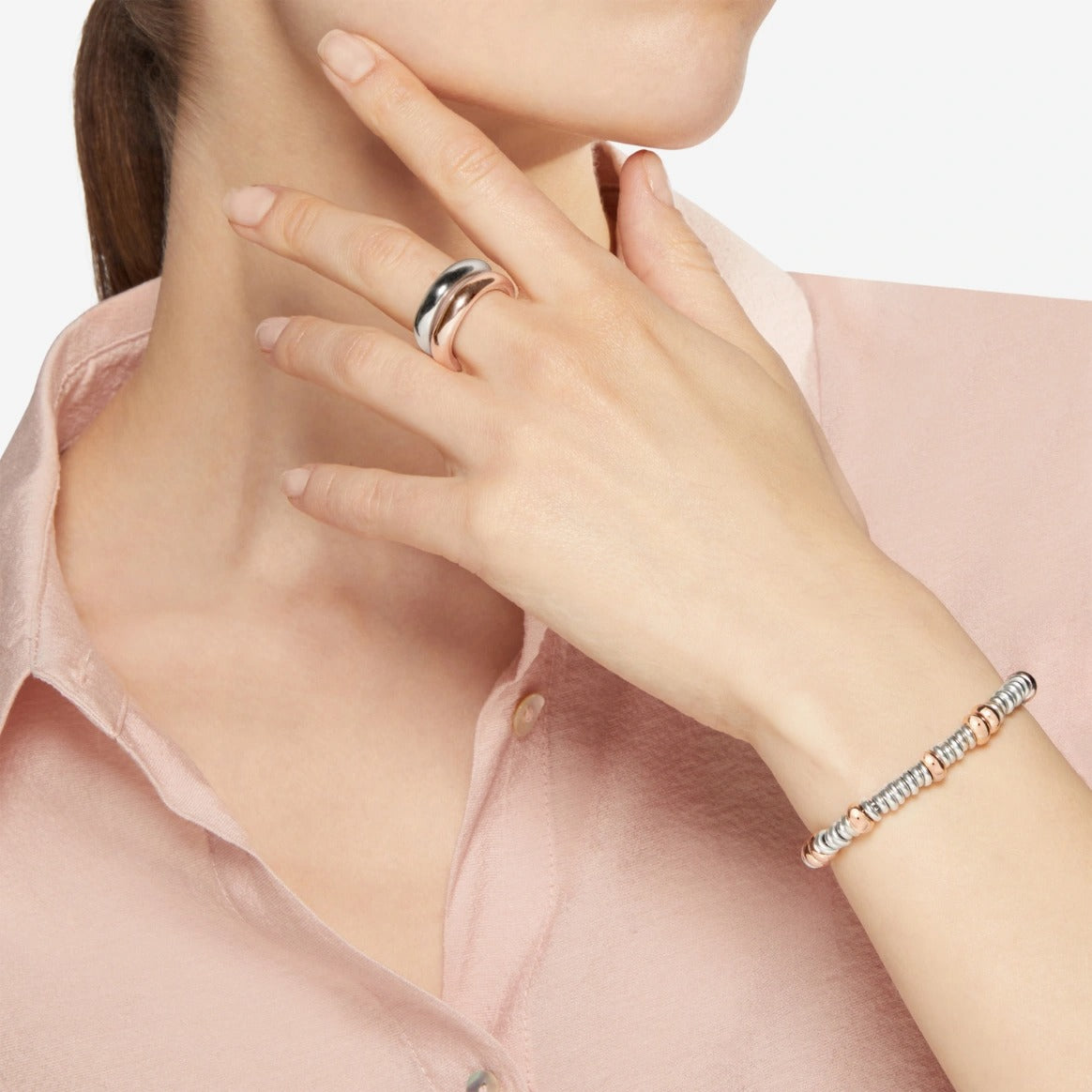 DODO Bracciale Rondelle Argento e argento dorato M