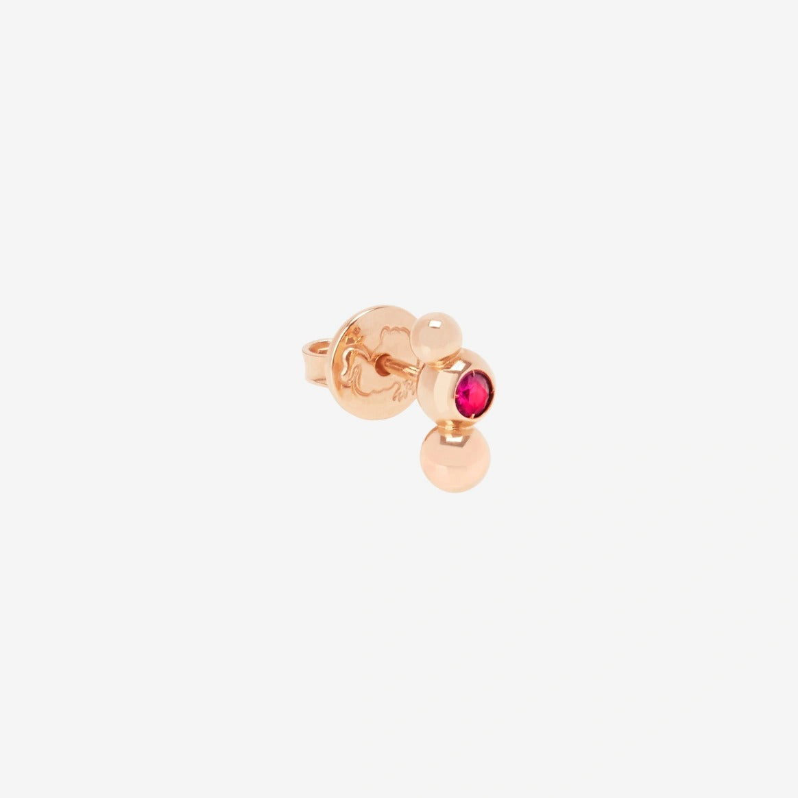 Dodo Mono Orecchino Stud Bollicine Oro Rosa & Rubino