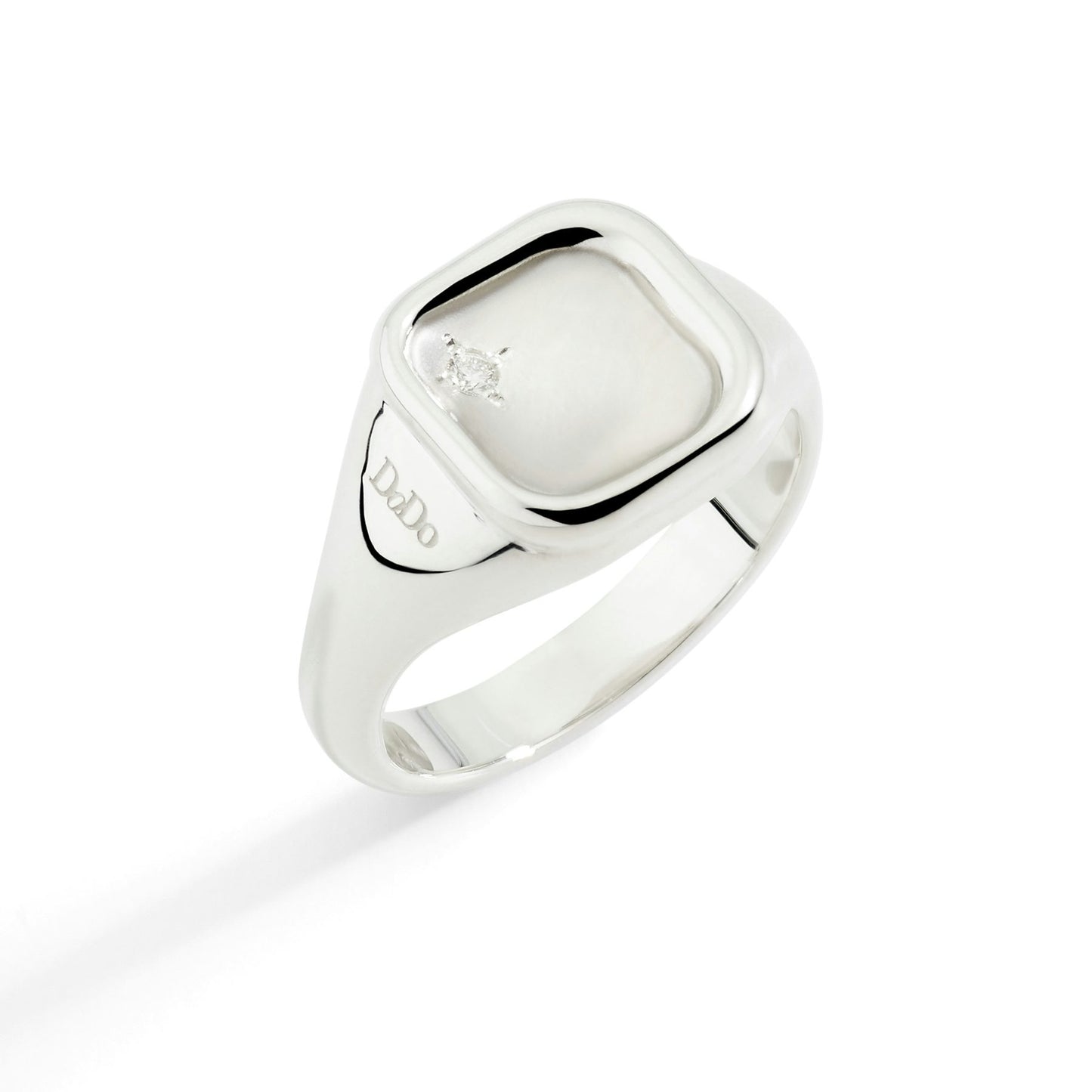 DODO ANELLO SIGILLO ARGENTO & DIAMANTE BIANCO misura 8