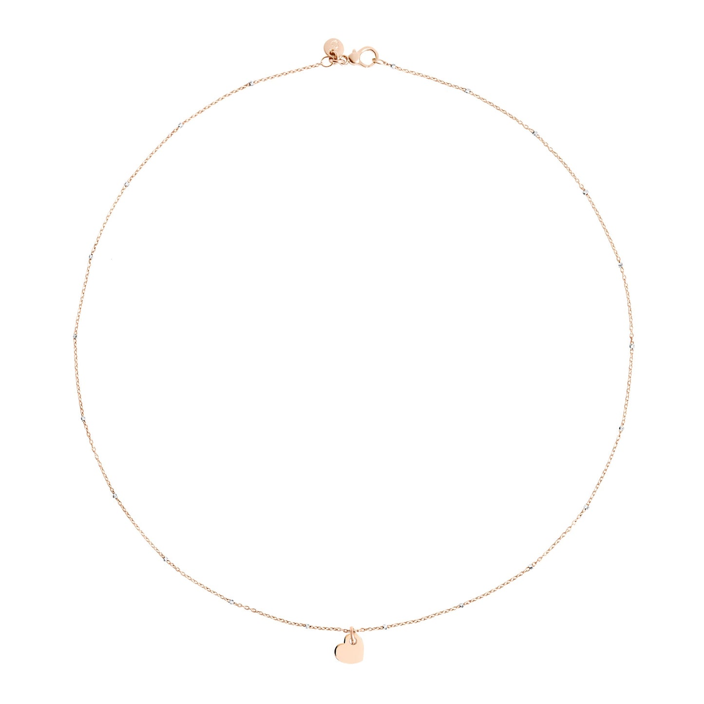 DODO Collana Mini Cuore Oro Rosa e Bianco 9kt