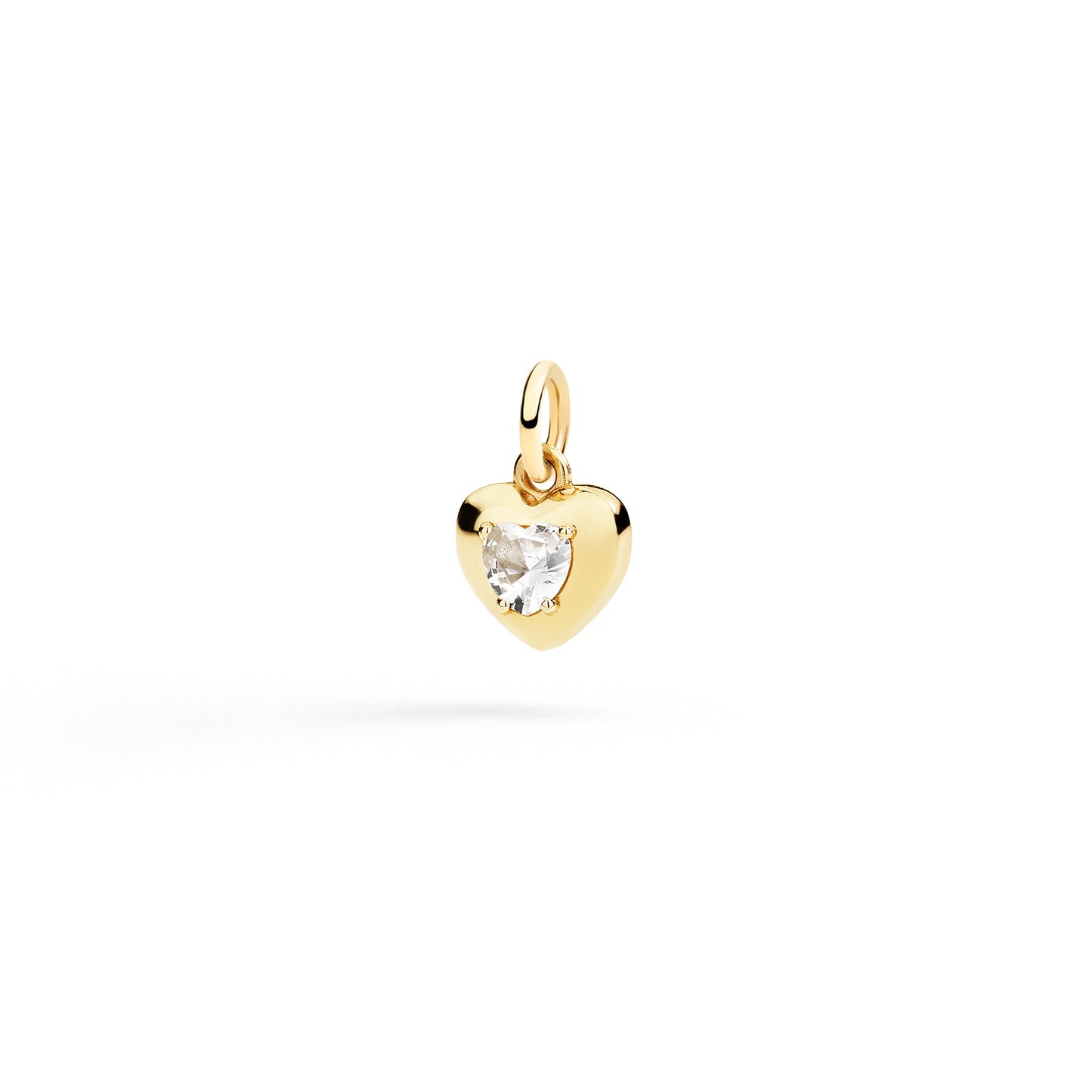 DODO Charm CIONDOLO CUORE ORO GIALLO 9K E ZAFFIRO BIANCO SINTETICO