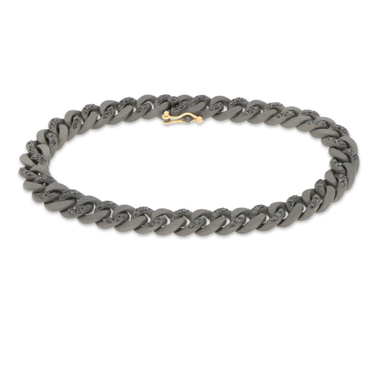 Mano J Bracciale Gourmette Alternato Titanio Diamanti Black e oro