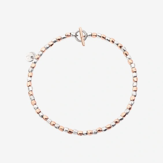 DODO Bracciale Mini Granelli Argento e Oro Rosa L