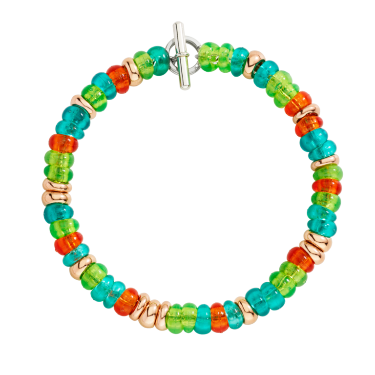 DODO Bracciale rondelle argento dorato & plastica riciclata M