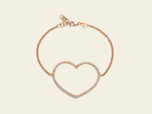 Marco Gerbella Bracciale catena con cuore grande e diamanti