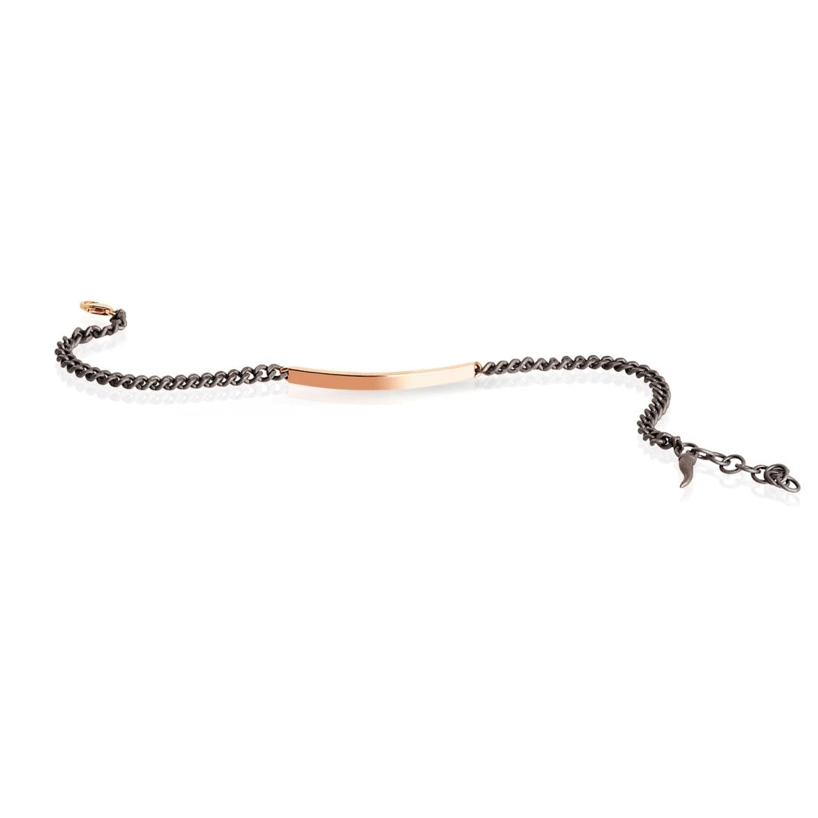 Mano J  BRACCIALE UOMO CON CATENA IN TITANIO E ORO ROSSO 9 KT