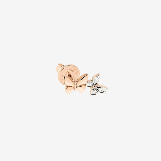 Dodo Mono orecchino stud farfalla oro rosa & diamanti sinistro