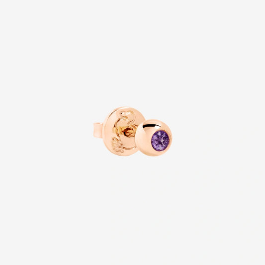 Dodo Mono orecchino stud Bollicine in oro rosa 9K con 1 ametista