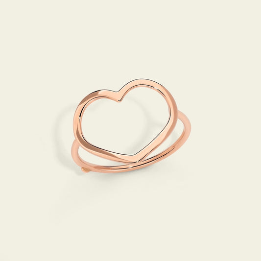 Marco Gerbella Anello con cuore grande a filo oro rosa 18Kt