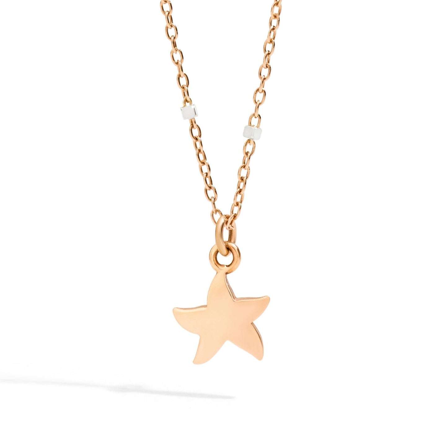 DODO Collana Mini Stellina Oro Rosa e Bianco 9kt