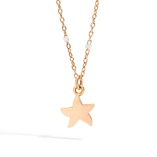 DODO Collana Mini Stellina Oro Rosa e Bianco 9kt