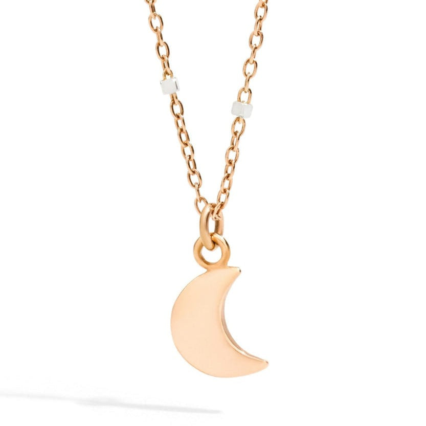 DODO Collana Mini Luna Oro Rosa e Bianco 9kt