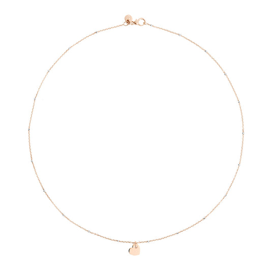DODO Collana Mini Cuore Oro Rosa e Bianco 9kt