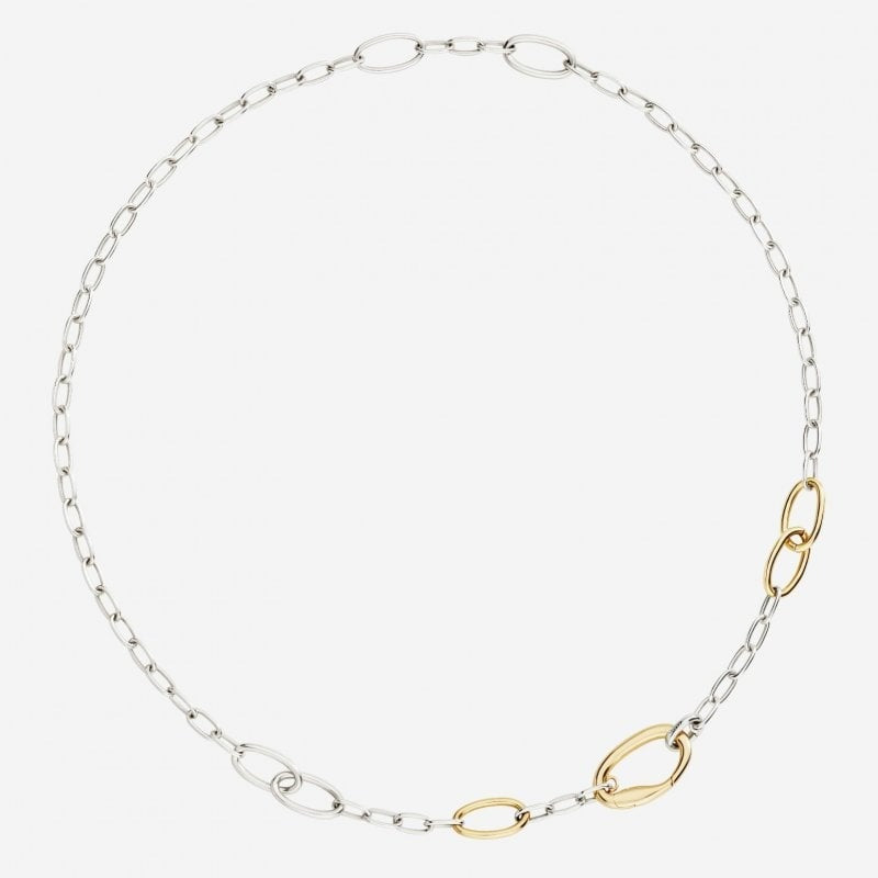DODO Collana Essentials Moschettone Ovale Argento e Argento Dorato