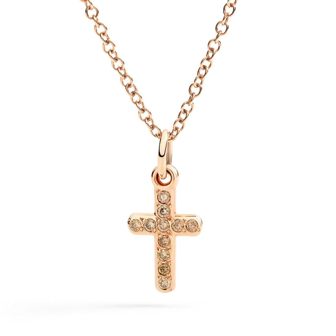 DODO CHARM Croce in Oro rosa 9Kt e Diamanti Brown