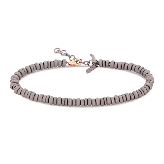 Mano J BRACCIALE UOMO CON ANELLINI IN TITANIO E ORO ROSSO 9 KT