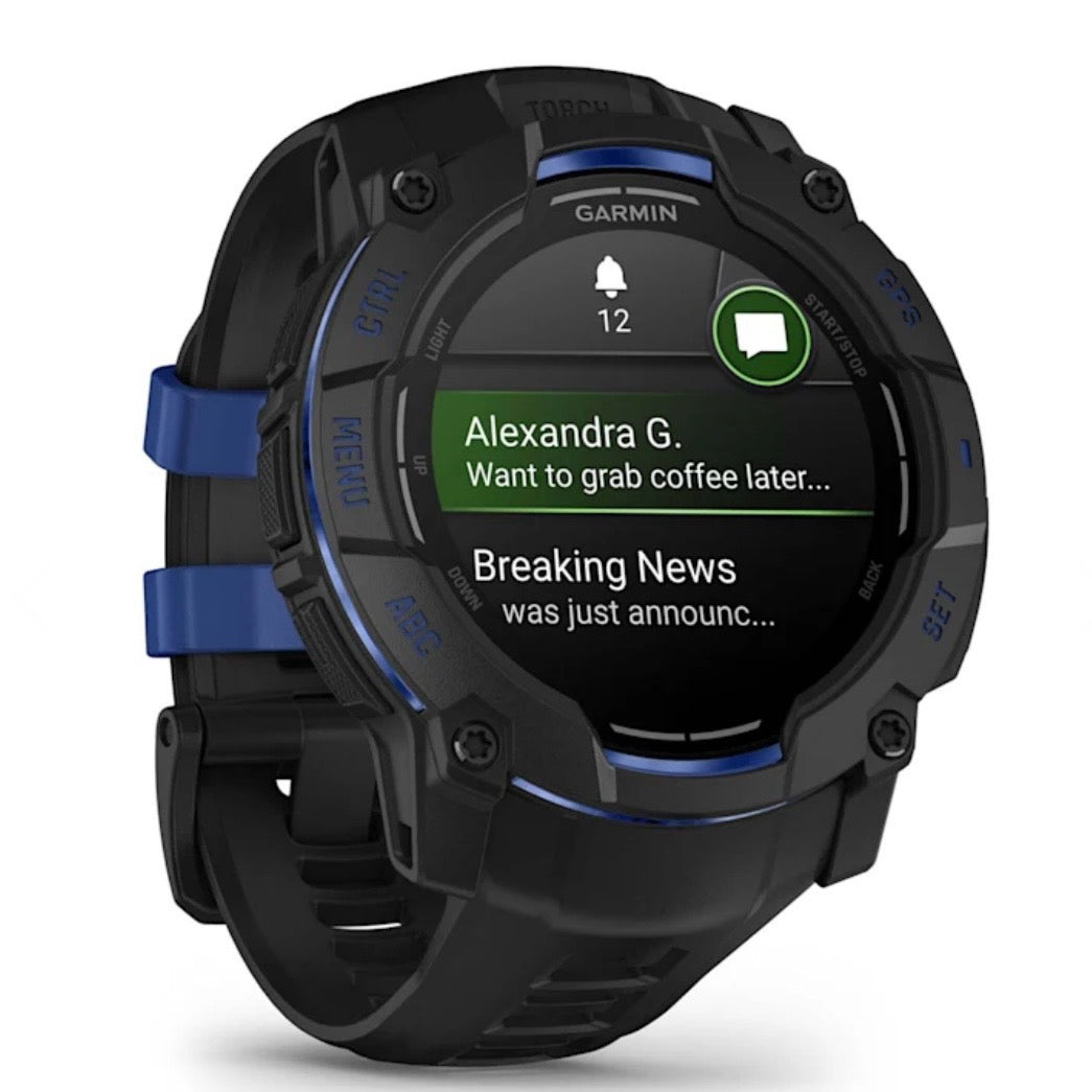 Garmin Instinct 3 – 50 mm, AMOLED LIMITED EDITION Black/Bolt Blue 010-03020-03