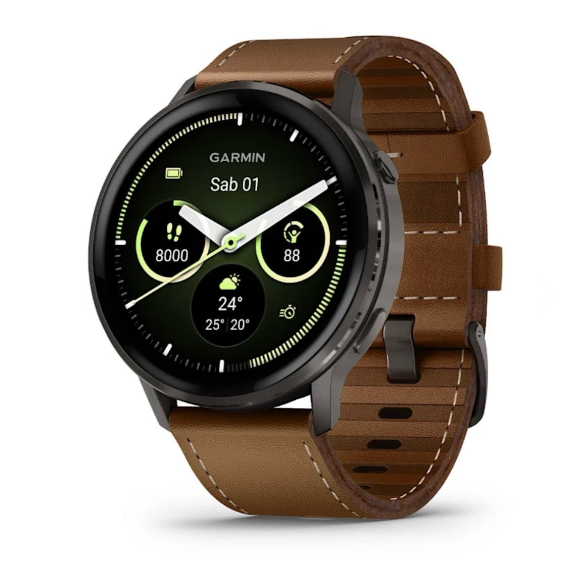 Garmin Venu® 4 - 45 mm Slate con cinturino in silicone Black e cinturino in pelle Brown 010-03014-03