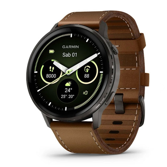 Garmin Venu® 4 - 45 mm Slate con cinturino in silicone Black e cinturino in pelle Brown 010-03014-03