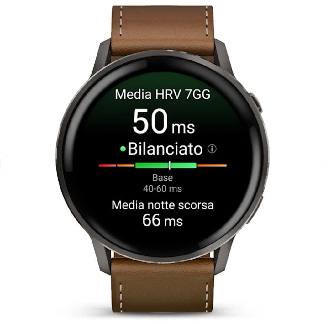 Garmin Venu® 4 - 45 mm Slate con cinturino in silicone Black e cinturino in pelle Brown 010-03014-03