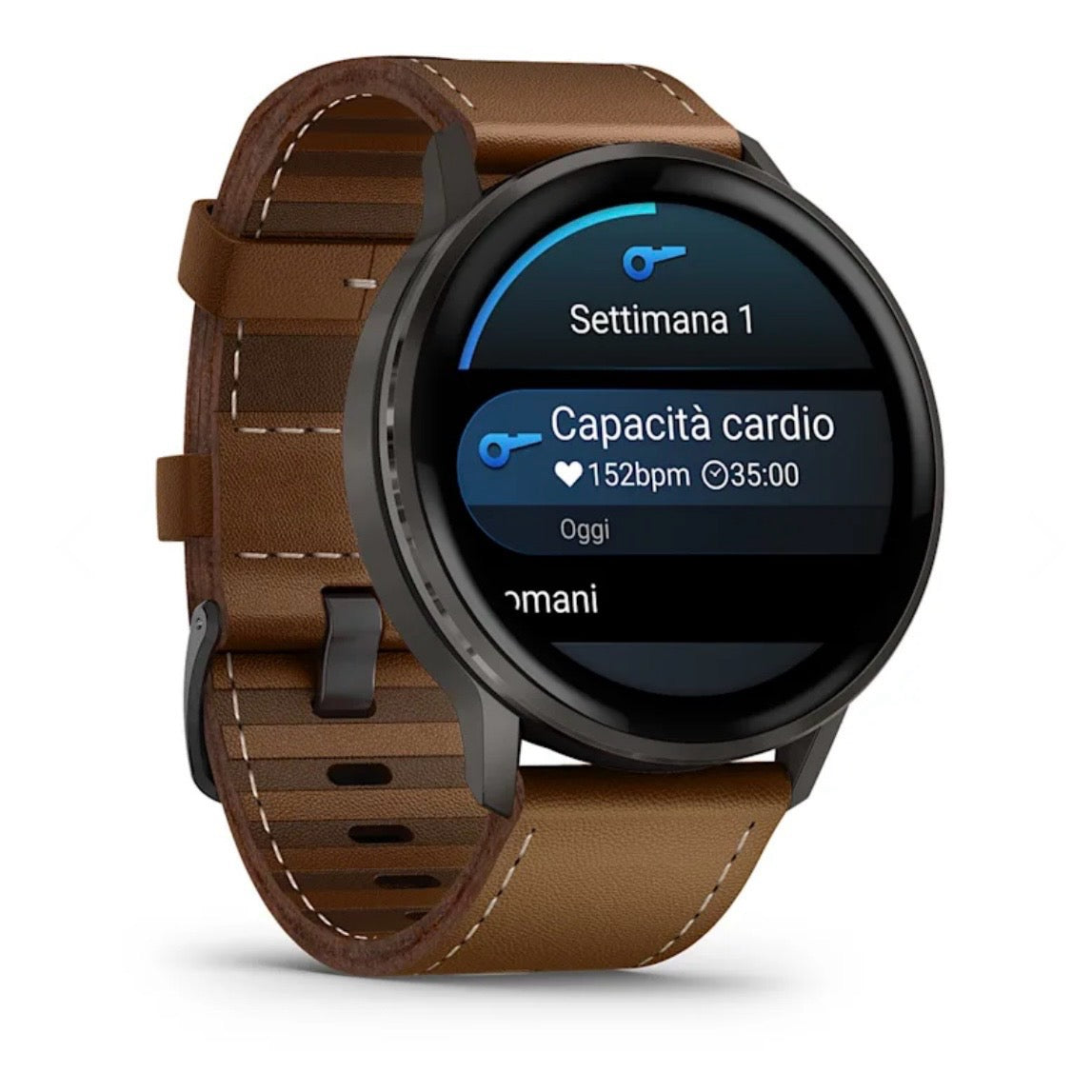 Garmin Venu® 4 - 45 mm Slate con cinturino in silicone Black e cinturino in pelle Brown 010-03014-03