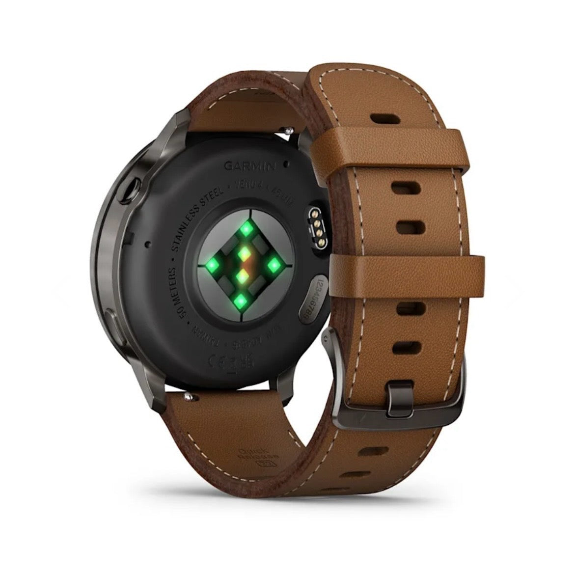 Garmin Venu® 4 - 45 mm Slate con cinturino in silicone Black e cinturino in pelle Brown 010-03014-03