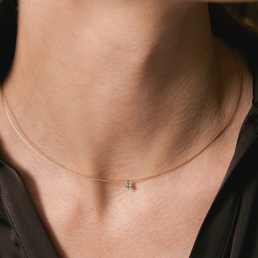 Marco Gerbella Girocollo cavetto in filo d'oro e diamante