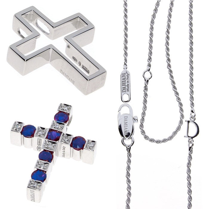 Damiani Belle Epoque Sapphire Cross Necklace 