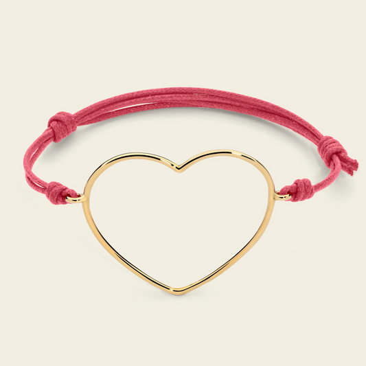 Marco Gerbella Bracciale cordino con Cuore grande a filo oro giallo