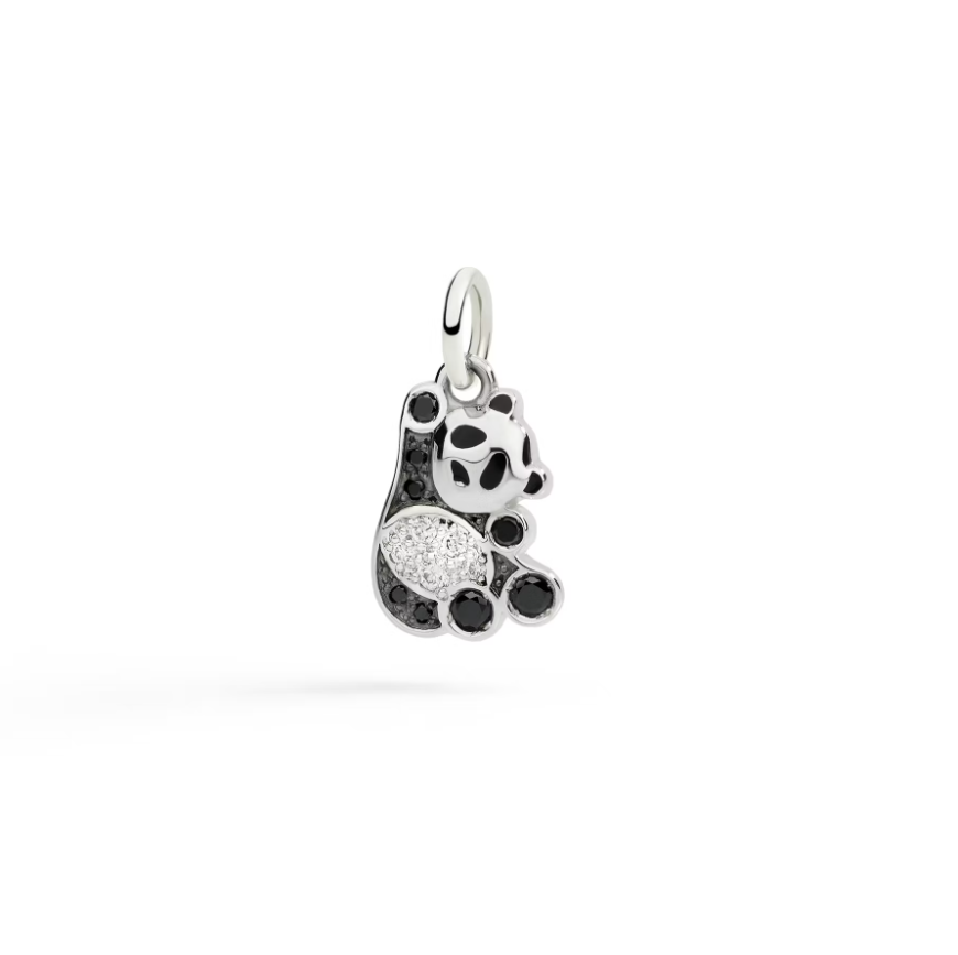 DODO Charm Panda in argento e diamanti