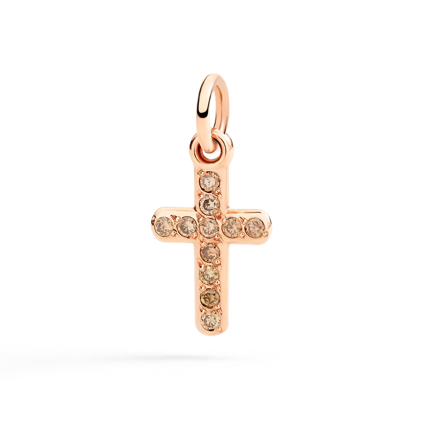 DODO CHARM Croce in Oro rosa 9Kt e Diamanti Brown