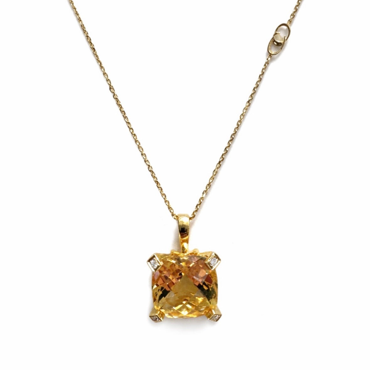 CHIMENTO Collana Quarzo Citrino ORO Giallo 4 Diamanti 1g05205b31450