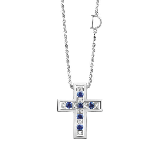 Damiani Belle Epoque Sapphire Cross Necklace 