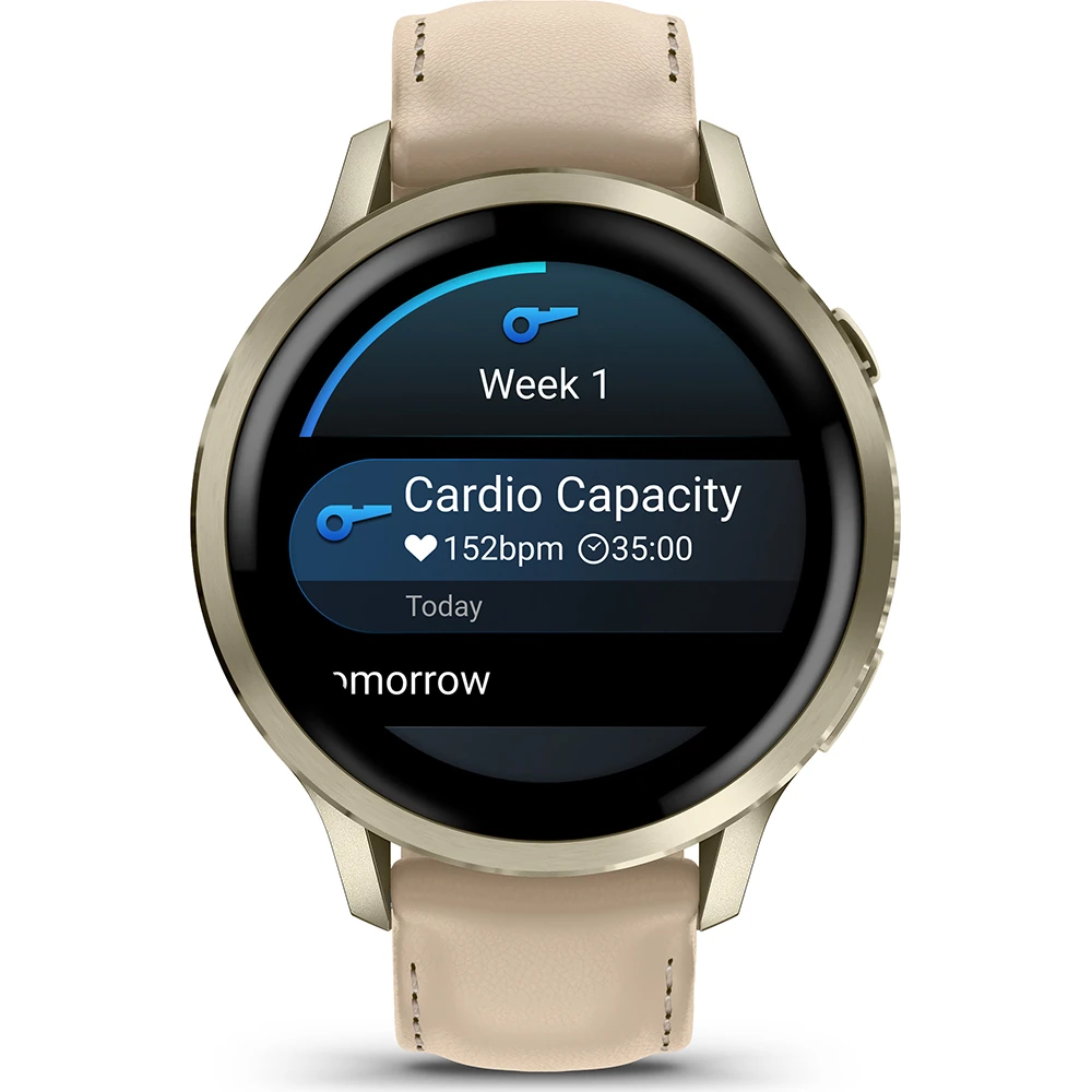 Garmin Venu® 4 - 41 mm Lunar gold con cinturino in pelle + cinturino in silicone Bone 010-03013-00