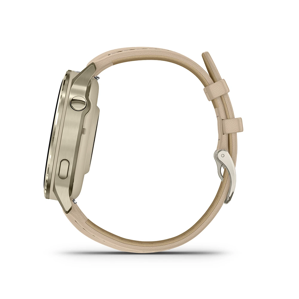 Garmin Venu® 4 - 41 mm Lunar gold con cinturino in pelle + cinturino in silicone Bone 010-03013-00