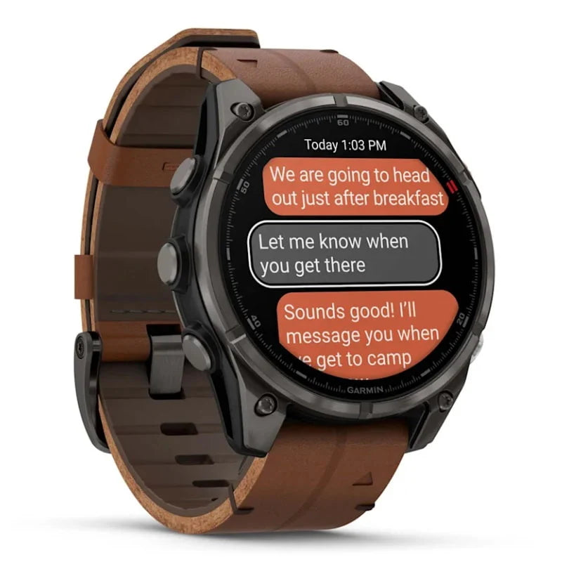 Garmin fenix 8 X PRO - 47 mm, AMOLED Sapphire, 010-03198-40 con cinturino in silicone e pelle marrone