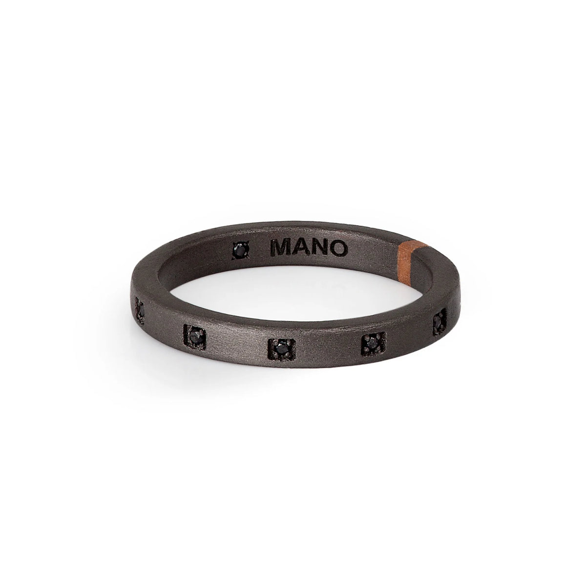 Mano J Anello Verretta Titanio Sabbiato e Oro 18kt con Diamanti Black misura 20