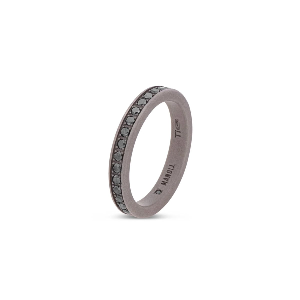 Mano J ANELLO IN TITANIO A FEDINA CON DIAMANTI BLACK