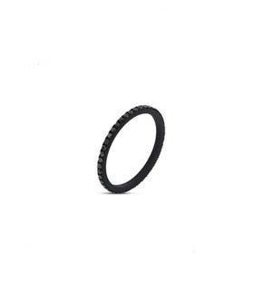 Mano J Fedina girodito uomo a fascia sottile in titanio nero con diamanti neri - TNAFS1001
